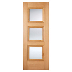 LPD Amsterdam Internal Door with 3 Clear Glazed Light - Fully Finished Oak
