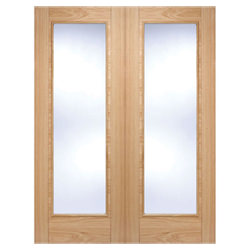 LPD Vancouver Pattern-10 Internal Door Pair with Clear Glazed Light - Prefinished Oak