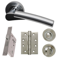 LPD Neptune Silver Privacy Door Handle Pack - 140 W x 51mm H