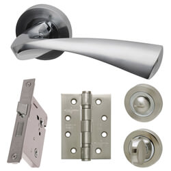 LPD Pluto Silver Privacy Door Handle Pack - 145 W x 51mm H
