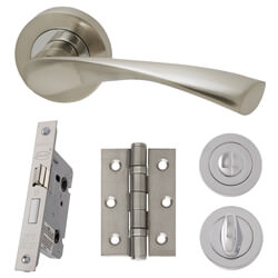 LPD Solar Matt Chrome Privacy Door Handle Pack - 140 W x 51mm H