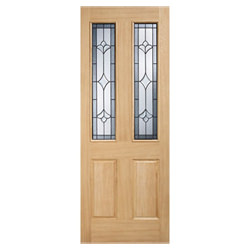 LPD Salisbury External Door with 2 Panel and 2 Obscure Glazed Light - Unfinished Oak