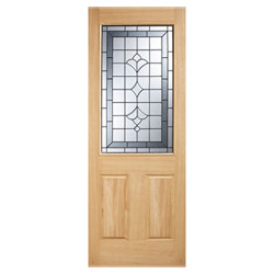 LPD Winchester External Door with 2 Panel and 1 Obscure Glazed Light - Unfinished Oak