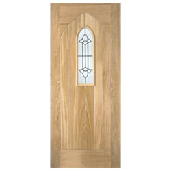 LPD Westminster Leaded External Door with 1 Panel and 1 Obscure Glazed Light - Unfinished Oak