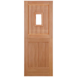 LPD Straight Top External Stable Door with 2 Panel and 1 Unglazed Light - Unfinished Hardwood