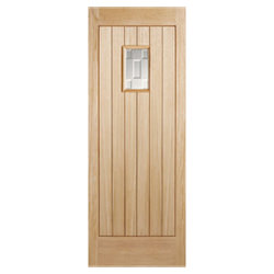 LPD Suffolk External Door with 1 Panel and 1 Obscure Glazed Light - Unfinished Oak