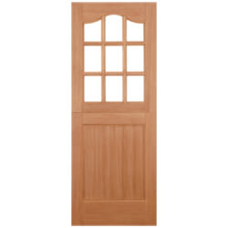 LPD External Stable Door with 1 Panel and 9 Clear Glazed Light - Unfinished Hardwood