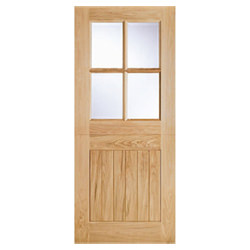 LPD Cottage External Stable Door with 1 Panel and 4 Clear Glazed Light - Unfinished Oak