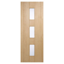 LPD Copenhagen External Door with 5 Panel and 3 Obscure Glazed Light - Unfinished Oak