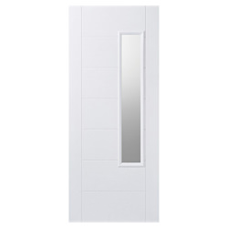 LPD Newbury External Door with 7 Panel and 1 Frosted Glazed Light - Prefinished White