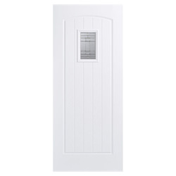 LPD Cottage Leaded External Door with 5 Panel and 1 Obscure Glazed Light - Prefinished White