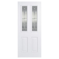 LPD Malton Leaded External Door with 2 Panel and 2 Obscure Glazed Light - Prefinished White
