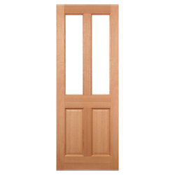 LPD Malton External Door with 2 Panel and 2 Frosted Glazed Light - Unfinished Hardwood