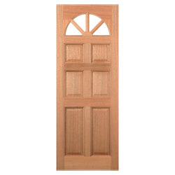 LPD Carolina External Door with 6 Panel and 4 Unglazed Light - Unfinished Hardwood