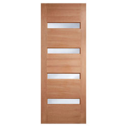 LPD Balham External Door with 5 Panel and 4 Frosted Glazed Light - Unfinished Hardwood