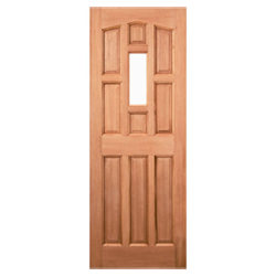 LPD York External Door with 9 Panel and 1 Unglazed Light - Unfinished Hardwood