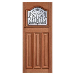 LPD Estate Leaded External Door with 3 Panel and 1 Obscure Glazed Light - Unfinished Hardwood