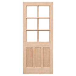 LPD KXT External Door with 3 Panel and 6 Unglazed Light - Unfinished Hemlock