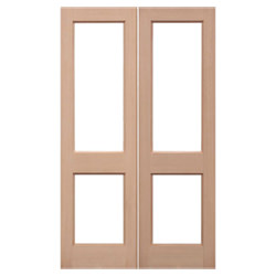 LPD 2XGG External Door Pair with 4 Unglazed Light - Unfinished Hemlock