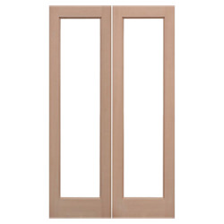 LPD Pattern-20 External Door Pair with 2 Unglazed Light - Unfinished Hemlock