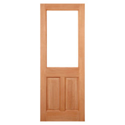 LPD 2XG External Door with 2 Panel and 1 Clear Glazed Light - Unfinished Hardwood