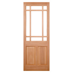 LPD Warwick External Door with 2 Panel and 9 Unglazed Light - Unfinished Hardwood
