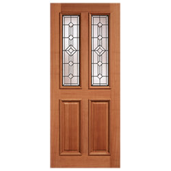 LPD Derby Leaded External Door with 2 Panel and 2 Obscure Glazed Light - Unfinished Hardwood