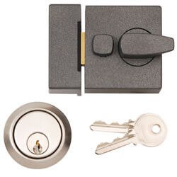 Dale Standard Deadlocking Night Latch Grey With Brass Cylinder