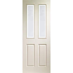 XL Joinery Victorian Moulded Internal Door with 2 Panel and 2 Forbes Glazed Light - Unfinished White