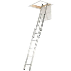 Werner 2 Section 10 Treads Aluminium Loft Ladder With Handrail
