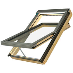 Fakro Electric Centre Pivot Roof Window - FTP Double Glazed - Natural Pine