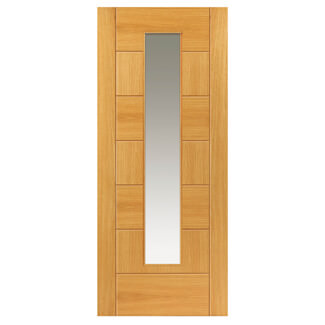 JB Kind Sirocco Pre-Finished Oak 7 Panels 1 Light Internal Glazed Door