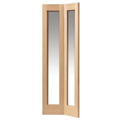 JB Kind Fuji Internal Bi-fold Door with 2 Clear Glazed Light - Unfinished Oak