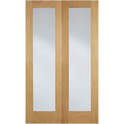 LPD Pattern-20 Internal Door Pair with 2 Clear Glazed Light - Unfinished Oak