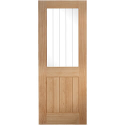LPD Belize Internal Door with 5 Panel and 1 Clear Glazed Light - Unfinished Oak