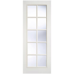 LPD SA Unfinished White Moulded Internal Door with 10 Clear Glazed Light - Prefinished White