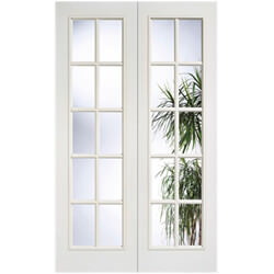 LPD SA Moulded Internal Door Pair with 20 Clear Glazed Light - White Primed