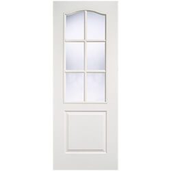LPD Classical Unfinished White Moulded Internal Door with 1 Panel and 6 Clear Glazed Light - Prefinished White