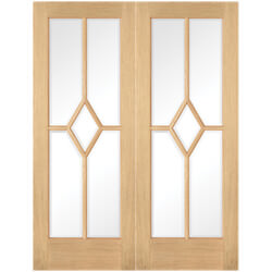 LPD Reims Internal Door Pair with 10 Clear Glazed Light - Prefinished Oak