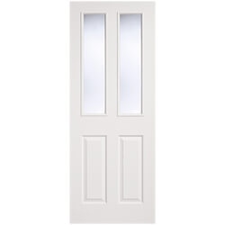 LPD Textured Unfinished White Internal Door with 2 Panel and 2 Clear Glazed Light - Prefinished White