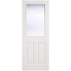 LPD Textured Moulded Internal Door with 2 Panel and 1 Clear Glazed Light - White Primed