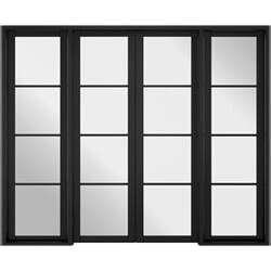 LPD Soho W8 Internal Room Divider Door Set with 4 Clear Glazed Light - Black Primed