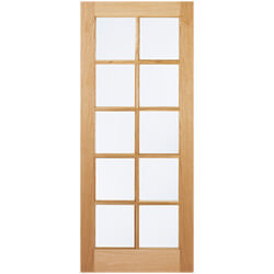 LPD SA Internal Door with 10 Clear Glazed Light - Unfinished Oak