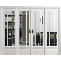 LPD Manhattan W8 Internal Room Divider Door Set with Clear Glazed Light - White Primed