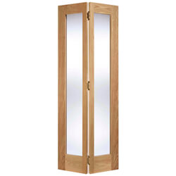 LPD Pattern-10 Internal Bi-fold Door with 2 Clear Glazed Light - Unfinished Oak