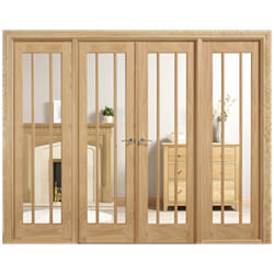LPD Lincoln W8 Internal Room Divider Door Set with 3 Clear Glazed Light - Unfinished Oak