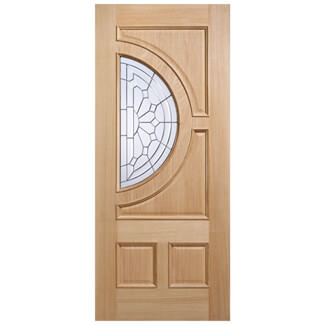 LPD Empress Un-Finished Oak 4-Panels 1-Light External Glazed Door