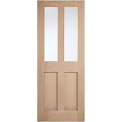 LPD London Internal Door with 2 Panel and 2 Clear Glazed Light - Unfinished Oak