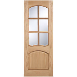 LPD Riviera Internal Door with 1 Panel and 6 Clear Glazed Light - Unfinished Oak