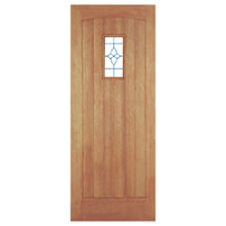 LPD Cottage Leaded External Door with 1 Panel and 1 Obscure Glazed Light - Unfinished Hardwood